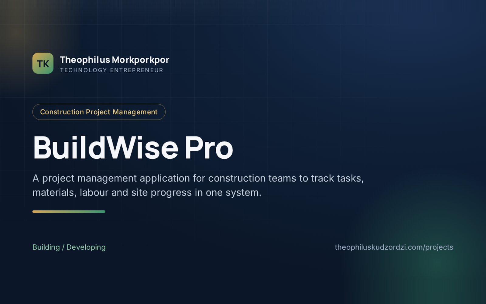 BuildWise Pro project preview card